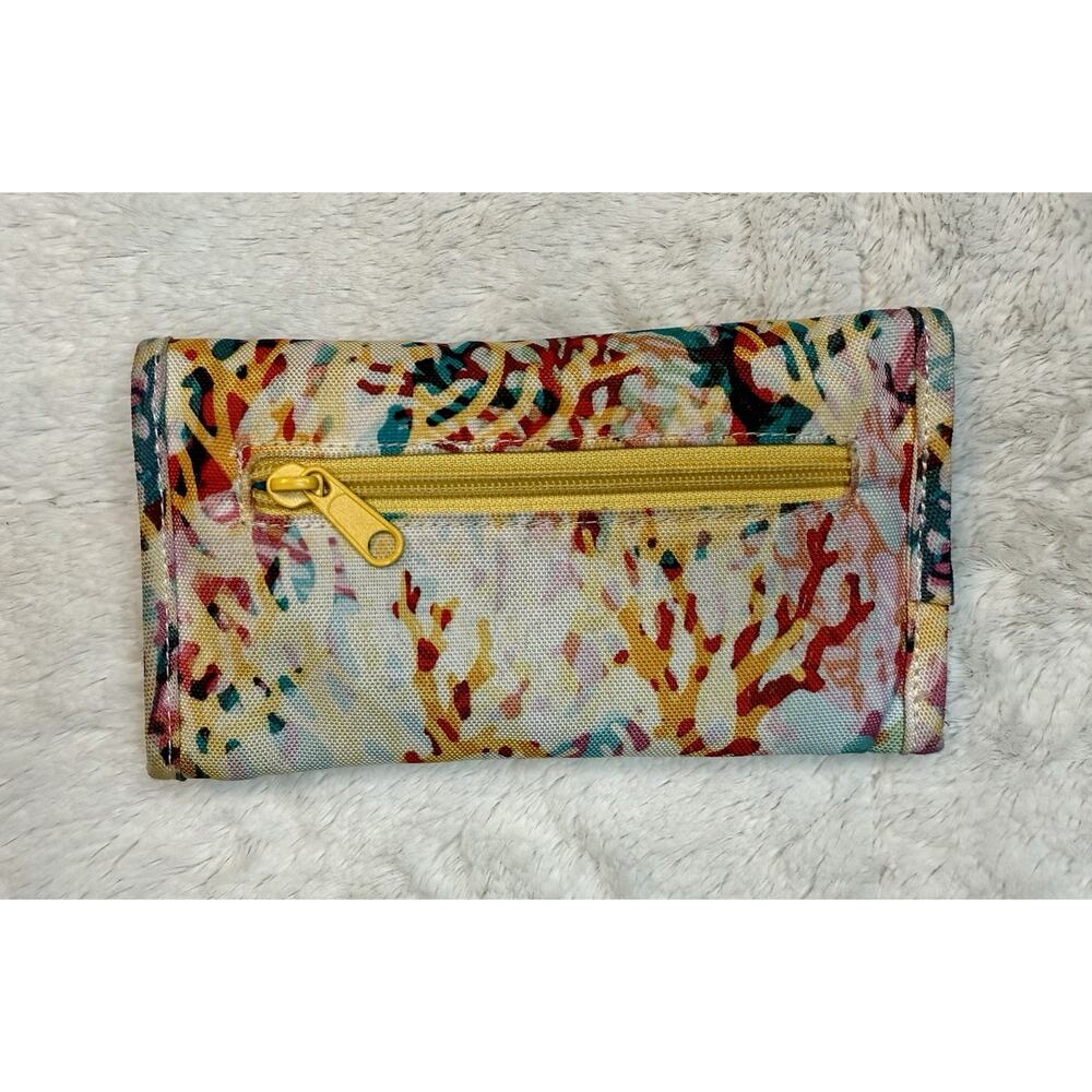 Kavu Mondo Spender Wallet Floral Coral Teal Multicolor - Picture 5 of 5